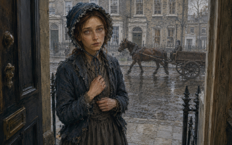 a starving waif appears in the doorway of an upscale townhouse in Islington