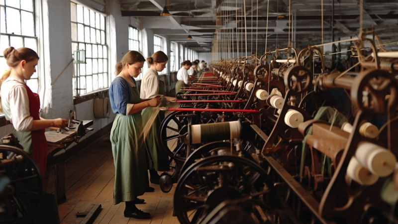midjourney: Mill Factory workers